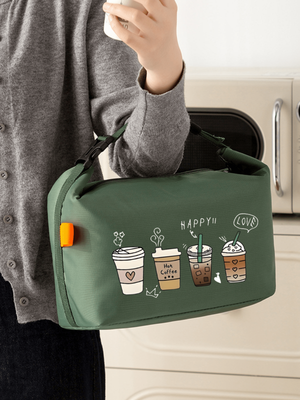 Large Capacity Insulated Lunch Bag, Casual Coffee Pattern Foldable Tote, Thermal Insulated Lunch Box Bag, Portable Lunch Box Insulated Bag, Student Bento Bag, Lightweight Leak-Proof Tote, Picnic Bag, Unisex, Suitable For Travel, Wedding, Party, Work, Commute, Outdoor, School And Office Daily Use, Perfect Gift For Family And Friends, Ideal Practical Item For Back To School, Teacher's Day, Birthday, Graduation Party, Thanksgiving, Christmas, Housewarming And Other Holidays