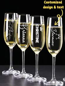 (1pc/2pcs)Customized Weddings Champagne Glasses, Personalized Champagne Flutes For Weddings, Engagements, And Anniversaries - Mr. And Mrs. Toasting Glasses Set - Reusable Gift For Newlyweds, Bridal Showers, And Romantic Celebrations - Multicolor - View 3