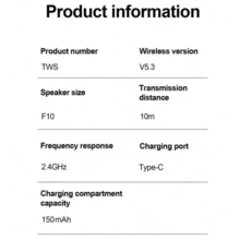 TWS E6S Bluetooth Ohrhörer, kabellose Bluetooth Kopfhörer mit Geräuschunterdrückung und Mikrofon