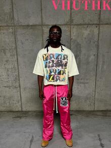 VHUTHK (220 Cotton T-Shirt) Men's Summer Round Neck Short Sleeve Casual Cotton Printed With Letter Print  I JUST GET FLY AND TRUST GOD - 米色3 - 查看 2