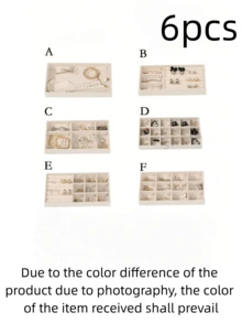 1/8 Beige Desktop Jewelry Display Storage Box Elegant Stackable Velvet Jewelry Tray Storage Box - Christmas Gift For Family And Friends Portable Multi-Purpose Storage Box For Rings, Earrings And Necklaces - Beige - View 19