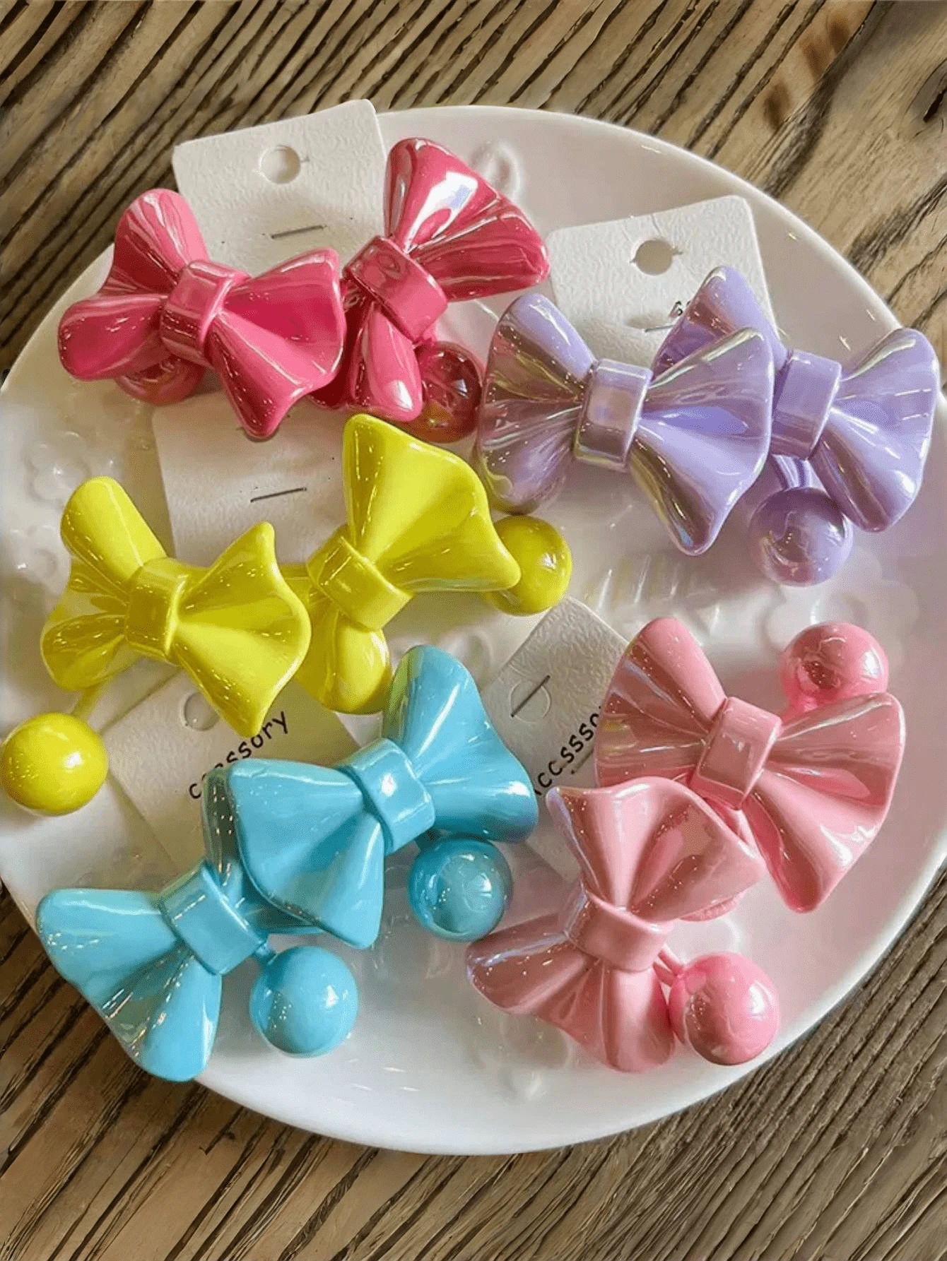 5pcs/1pc Solid Color Big Bow Hair Scrunchies, High Elastic Hair Ties, Candy Color Round Ball Hair Accessories, Double-Ended Rope Colorful Ponytail Holders, Damage-Free Hair Bands With Strong Grip, Suitable For Daily Use ,Makeup ,Hair Elastics ,Hair Rubber Bands ,Hair Rope Head Accessories - Multicolor - View 1