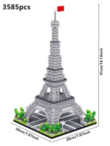 1 件著名地标建筑模型套件 - 巴黎大教堂/帝国大厦/伊丽莎白塔/埃菲尔铁塔/卢浮宫博物馆/美国国会大厦/自由女神像//比萨斜塔/凯旋门/塔桥/东方明珠塔，DIY 创意建筑积木，家居装饰，生日/万圣节/圣诞节礼物 - 彩色 - 查看 15