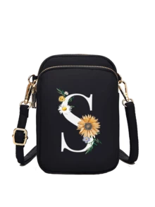 Ví cầm tay mini in chữ cái hoa cúc A-Z, túi đeo vai nhỏ hai khóa kéo với dây đeo điều chỉnh được, thích hợp đựng điện thoại, túi đeo tay, ví đựng tiền xu, ví đựng tiền mặt, ví dọc nhiều khóa kéo, lý tưởng cho chạy bộ, leo núi, du lịch, mua sắm, đạp xe và các hoạt động thể thao ngoài trời. Cũng là một món quà tuyệt vời cho Halloween, Giáng sinh và Lễ Tạ ơn. - Nhiều màu - Xem 10