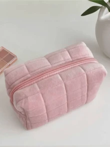 1pc Cute & Soft Plush Travel Makeup Bag Large Capacity Lightweight Toiletry Handbag Multifunctional Cosmetic Organizer Cute Handbag Wallet Pouch Case Portable Cosmetics Brush Storage Clutch With Zipper Closure For Lipstick, Brush, Skincare, Mobile Phone, Coin, Small Items, For Home, Travel, Vacation And School Essentials Gifts Storage Zipper Accessories Nail Wear Resistant - Multicolor - View 7