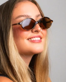 1 Piece Small Elliptical Frame Glasses Personality Street Concave Shape, Transparent Glasses Accessories, Women's Glasses Accessories, Colorful Boho Holiday - Lente Marrom - 查看 2