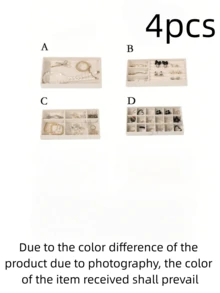 1/8 Beige Desktop Jewelry Display Storage Box Elegant Stackable Velvet Jewelry Tray Storage Box - Christmas Gift For Family And Friends Portable Multi-Purpose Storage Box For Rings, Earrings And Necklaces - Beige - View 11