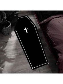 1 pieza Alfombra de telaraña, antideslizante, adecuada para la puerta principal, sala de estar, dormitorio, baño, decoración del hogar, decoración de Halloween, decoración de terror, alfombra lavable