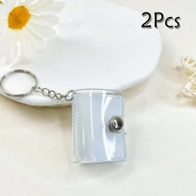 16pcs 1-Inch Glitter White Mini Photo Album Keychain, Minimalist & Elegant Student ID/Card Holder Photo Album - Clear - View 14