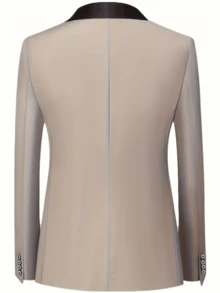Men's Suit Elegant Men's Three-Piece Suit, Suitable As A Wedding Suit Or Business Suit. It Includes A Shawl Collar Suit Jacket, A Waistcoat And Matching Trousers, Featuring A Business Casual Style With A Solid Color, Simple And Sophisticated Design. Ideal For Occasions Such As Daily Casual Wear, Holiday Events, Business Settings, Weddings, Dances, And Commuting To Work, It Also Makes An Excellent Gift For Boyfriends Or Husbands. - 米色 - 查看 4