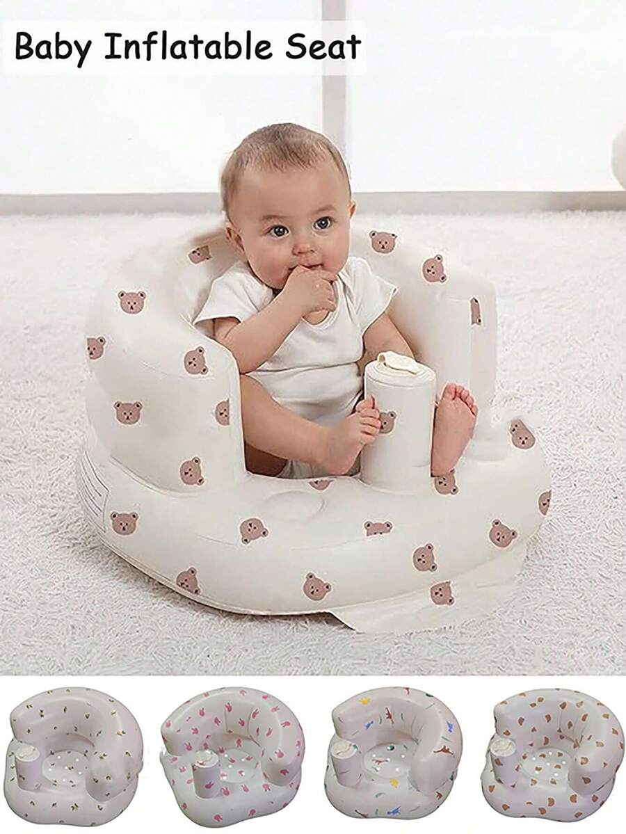 Multifunctional Inflatable Baby Learning Chair And Baby Bath Stool, Baby Inflatable Seat For Babies 3 Months And Up Summer Inflatable Baby Seat For Sitting Up, Blow Up Baby Floor Seat , Baby Shower Chair Floor Seater, Infant Back Support Sofa - Multicolor - View 1