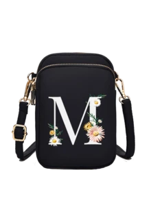 Ví cầm tay mini in chữ cái hoa cúc A-Z, túi đeo vai nhỏ hai khóa kéo với dây đeo điều chỉnh được, thích hợp đựng điện thoại, túi đeo tay, ví đựng tiền xu, ví đựng tiền mặt, ví dọc nhiều khóa kéo, lý tưởng cho chạy bộ, leo núi, du lịch, mua sắm, đạp xe và các hoạt động thể thao ngoài trời. Cũng là một món quà tuyệt vời cho Halloween, Giáng sinh và Lễ Tạ ơn. - Nhiều màu - Xem 24