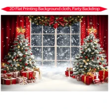 1pc Holiday Christmas Window Scene Background, Polyester Holiday Wall Decoration, Christmas Party Background, Portrait Photography Props For Christmas Celebration Activities