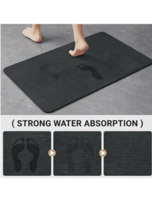 1pc Natural Bamboo Wood Grain Bath Mat - Non-Slip, Super Absorbent Silicone Bathroom Carpet, Quick Dry, Suitable For Bathroom, Kitchen, Living Room, Cafe, Bar, Garden - Essential Personal Care Gift, Ideal For Bathroom Decor.