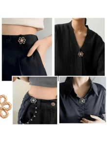 2/3/4/5/6/10 对裤腰收紧器，可调节腰带扣套装，用于牛仔裤的额外纽扣，用于裤子、牛仔裤、袖子的纽扣调节器（银色）可调节金属纽扣别针，用于牛仔裤和服装，时尚女孩的配饰