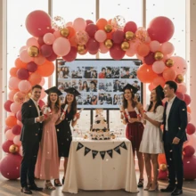 20/123件套亮粉色和橙色气球拱门套装，DIY派对气球花环装饰，适用于婚礼、生日、婴儿派对 - 彩色 - 查看 7