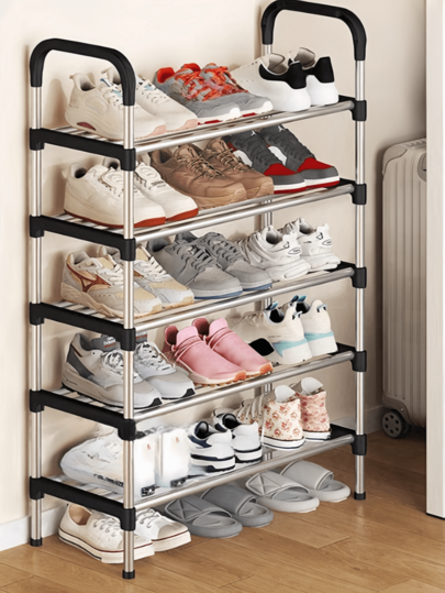 1 pièce Espace amélioré, Étagère à chaussures en métal simple, Étagère de rangement pour chaussures, Minimaliste, Robuste, Élégante, Facile à démonter et à monter, Portable, Convient pour le salon, la chambre, l'entrée, le bureau, la maison, Rangement multi-couches, Cadeau de fête