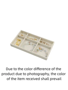 1/8 Beige Desktop Jewelry Display Storage Box Elegant Stackable Velvet Jewelry Tray Storage Box - Christmas Gift For Family And Friends Portable Multi-Purpose Storage Box For Rings, Earrings And Necklaces - Beige - View 16