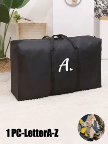 1 chiếc túi du lịch cỡ lớn, túi hành lý gấp gọn có họa tiết chữ cái đầu, túi xách chống thấm nước, thích hợp cho du lịch, công tác, nghỉ dưỡng, túi du lịch đa năng tiện dụng, túi du lịch cuối tuần unisex. - màu đen - Xem 4