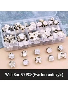 10/50 件女式衬衫胸针纽扣，带收纳盒，可拆卸无缝纽扣别针，安全迷你胸针，适用于女式毛衣、披肩、连衣裙、婚礼 DIY 项目（款式随机）
