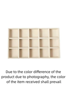 1/8 Beige Desktop Jewelry Display Storage Box Elegant Stackable Velvet Jewelry Tray Storage Box - Christmas Gift For Family And Friends Portable Multi-Purpose Storage Box For Rings, Earrings And Necklaces - Beige - View 14