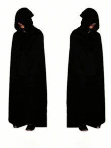 1pc Unisex Adult Black Halloween Hooded Cloak Cape Costume Cape Suitable For Adults,For Women Men Witch, Devil, Vampire, Elf And Reaper Costumes For Various Festivals And Performances, Medieval Style,Perfect For Stage Performances, Cosplay, And Parties - Black - View 6