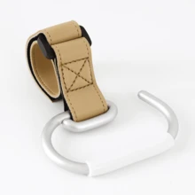 2pcs Leather & Aluminum Alloy Universal Stroller Hooks, Versatile Hooks For Hanging Bags, Diapers, Suitable For Strollers, Prams, Pushchairs, Electric Vehicles, Large Size Aluminum Alloy Hanging Hooks