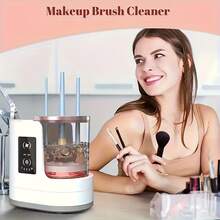 三合一自动化妆刷清洁烘干机，带支架，转速850转/分钟，适用于各种化妆刷，包括修容刷、眼影刷、腮红刷等，是送给女性的绝佳生日和圣诞礼物。