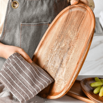 不规则形状的盘子，简约的相思木盘，适用于下午茶、沙拉、小吃、寿司展示、新奇的食物拼盘、耐用的鱼片、甜点、蛋糕，天然餐具，适合乔迁庆祝活动