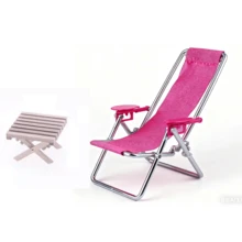 粉色沙滩椅、桌子和鸡尾酒套装，适用于娃娃屋沙滩场景，DIY场景搭建的迷你配件，微型家居装饰，OB11摄影道具 - 彩色 - 查看 7