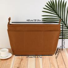 1pc Large Capacity Multi-Functional Inner Lining Bag, Cosmetic Bag, Toiletry Bag, Storage Bag, Desktop Organizer Bag, Home Storage Bag, Foldable Bag, Travel Bag - Chocolate Brown - View 10