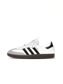 Adidas Samba Junior室内足球鞋，真皮鞋面，防滑橡胶外底，标准版型，耐穿舒适，系带设计，适合健身房、运动、学校训练和日常穿着，男女童均可穿着，白色 IF1944 - 查看 1