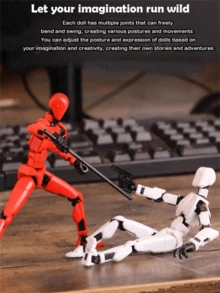 一套高可动人偶（包含3种手型和4种武器），全新DIY减压指尖玩具，幸运娃娃，桌面摆件，圣诞礼物（需自行组装和拆卸），圣诞节填充物 - 彩色 - 查看 3