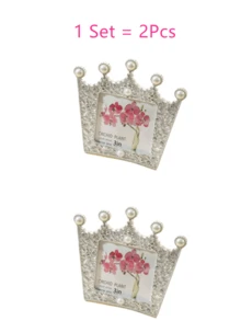 1 pieza Marco con forma de corona, Marco de plástico para fotos con perlas y rhinestone de 3 pulgadas, 6 pulgadas o 7 pulgadas (el papel fotográfico se envía aleatoriamente)