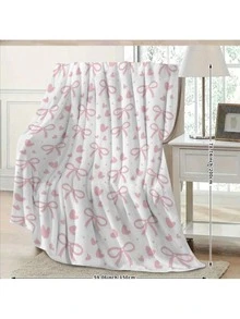 Chăn vải nỉ mềm mại có nơ hồng và họa tiết trái tim - Chăn thoải mái cho ghế sofa, văn phòng, cắm trại, mọi mùa - Trang trí nhà theo phong cách Châu Á, Chăn mọi mùa | Thiết kế theo phong cách Châu Á | In nơ hồng - Nhiều màu - Xem 16