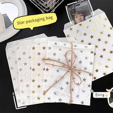 30/60 piezas Bolsas de regalo con estrellas doradas de 5.1x6.4 pulgadas, bolsas de papel kraft para compras, para aniversario, despedida de soltera, compromiso, San Valentín, boda, fiesta de cumpleaños - Multicolor - Ver 5