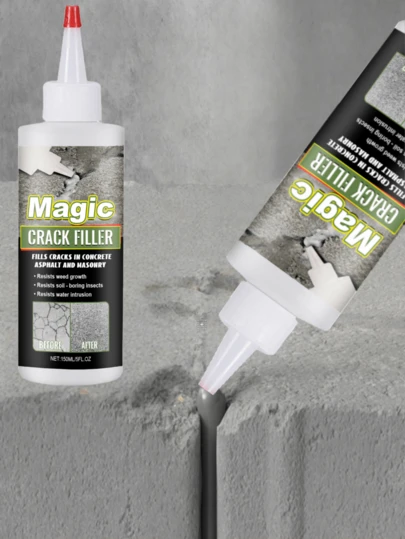 150毫升裂缝填充剂/地板密封剂，弹性抗裂，耐高温耐低温，密封裂缝防止渗漏，专业级混凝土、车道和砖块密封剂，弹性配方，耐高温耐低温，防水，防止进一步开裂。