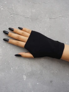 Solid Fingerless Gloves - Black - View 4