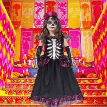 Disfraz De Catrina Niña - Vestido Calavera para Día De Muertos y Halloween - Negro - Ver 2