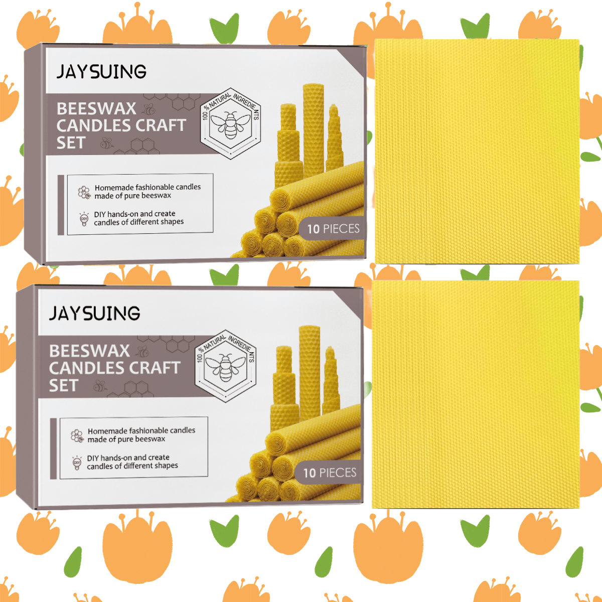 蜂蜡片，手工制作圣诞气氛创意蜂巢蜡烛纯蜂蜡卷蜡片，与家人一起过节更快乐 - 彩色 - 查看 9