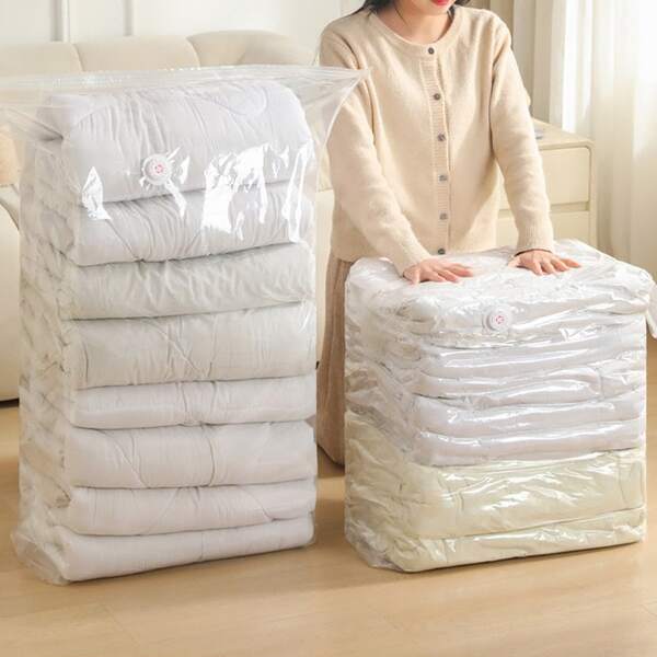 Bolsa de compresión al vacío extra grande, sin bomba de vacío, multiusos, rectangular, a prueba de polvo, a prueba de humedad, a prueba de moho, a prueba de arrugas, a prueba de insectos, adecuada para el almacenamiento en el hogar y la cocina. Reduce el volumen, ahorra espacio