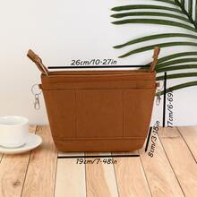 1pc Large Capacity Multi-Functional Inner Lining Bag, Cosmetic Bag, Toiletry Bag, Storage Bag, Desktop Organizer Bag, Home Storage Bag, Foldable Bag, Travel Bag - Chocolate Brown - View 12