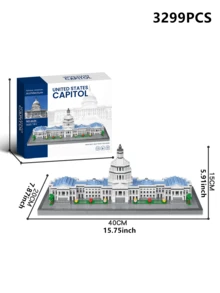 1 件著名地标建筑模型套件 - 巴黎大教堂/帝国大厦/伊丽莎白塔/埃菲尔铁塔/卢浮宫博物馆/美国国会大厦/自由女神像//比萨斜塔/凯旋门/塔桥/东方明珠塔，DIY 创意建筑积木，家居装饰，生日/万圣节/圣诞节礼物 - 彩色 - 查看 24