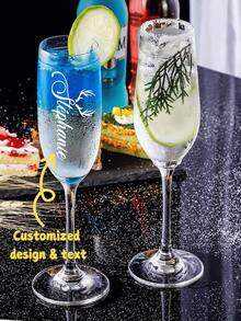 (1pc/2pcs)Customized Weddings Champagne Glasses, Personalized Champagne Flutes For Weddings, Engagements, And Anniversaries - Mr. And Mrs. Toasting Glasses Set - Reusable Gift For Newlyweds, Bridal Showers, And Romantic Celebrations - Multicolor - View 5