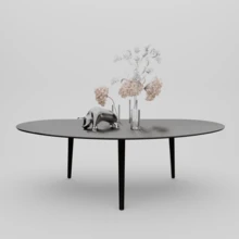 Small Oval Coffee Table, 33.85" Mid Century Modern Coffee Table For Living Room Study Room, Solid Wood Side Table, Center Table (Black, 33.85"Wx18.90"Dx12.40"H) - màu đen - Xem 4