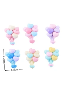 10pcs Glossy Heart Shaped Balloons Diy Cream Glue For Mobile Phone Case, Fridge Magnet, Hairpin, Resin Accessories(random Color)