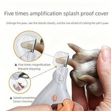 1 Pet Nail Clipper With LED Light, Stainless Steel Non-Slip Silicone Handle, Leakproof, For Dog Cat Grooming And Cleaning Tool