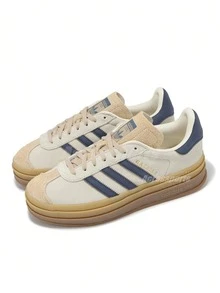 Adidas 阿迪达斯 Gazelle Bold W 女款运动鞋都市休闲真皮耐用缓冲鞋底签名条纹标志日常街头购物通勤白色 JQ5126 - 奶油之夜 - 查看 2