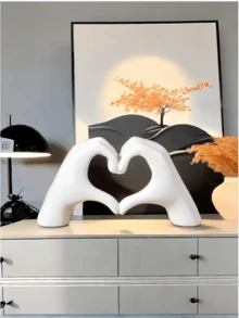 1 件心形手势装饰，现代艺术手指雕像个性化家居装饰，创意婚礼桌面装饰，情人节和新年礼物 - 粉色 - 查看 4
