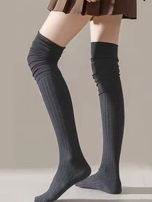 1/2/4双装女士过膝袜，春秋长筒袜，防滑不勒小腿，孕妇适用，舒适保暖。 - 彩色 - 查看 8